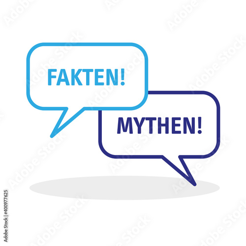 Wahrheit und Mythos - Illustration mit Sprechblase - fake News and discussion