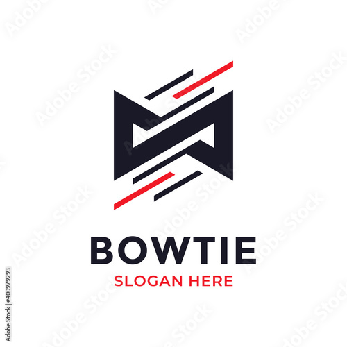Fast Bow Tie Logo Design Template. Business logotype. Creative tuxedo icon vector illustration.