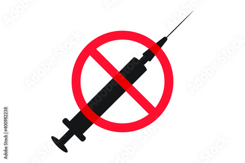 No to coronavirus vaccine syringe vector illustration