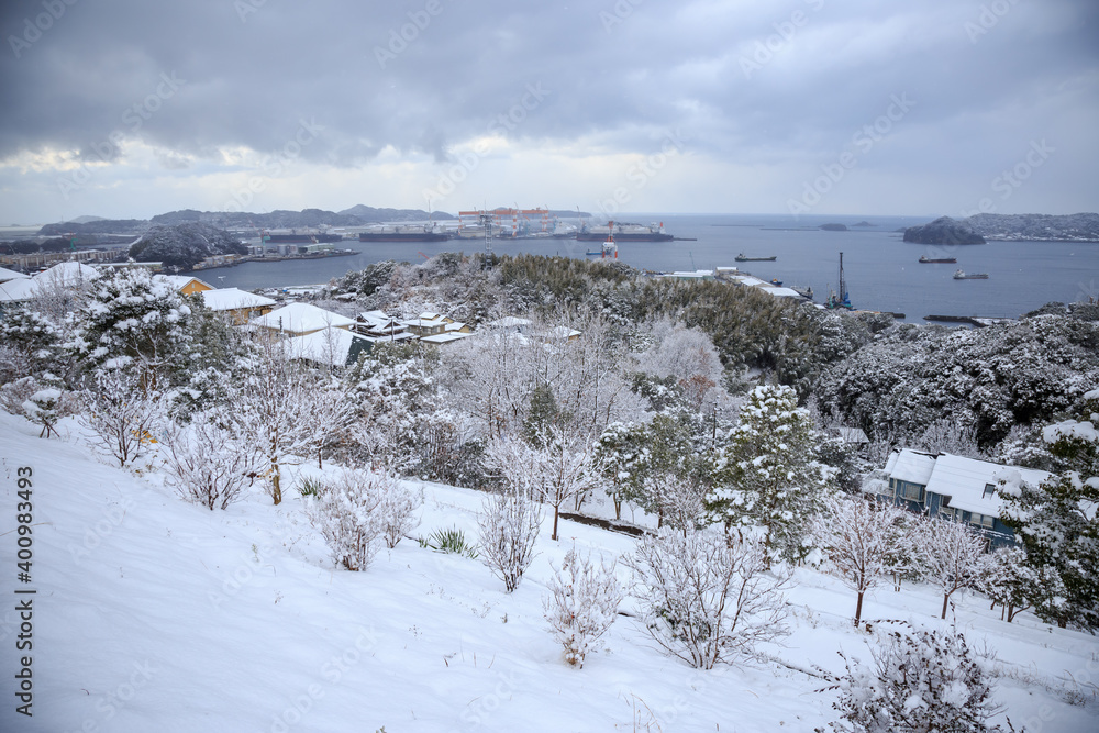 雪の日の長崎市