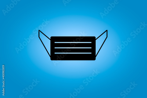 Isolated graphic of black face mask with blue background