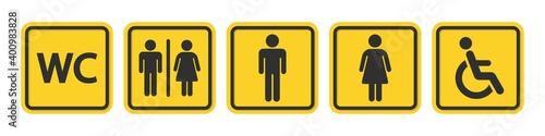 Toilet icons set. Toilet signs. WC vector icon isolated. Restroom symbols on white background. Vector eps10.
