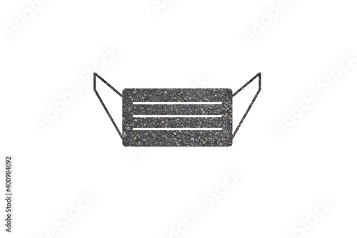 illustration of a surgery mask with asphalt texture and white background