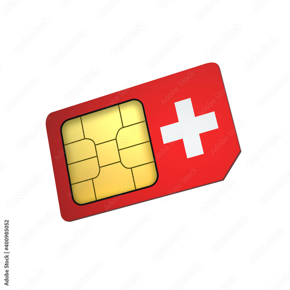 SIM Card with Flag of Switzerland A concept of Switzerland Mobile Operator SIM Card with Flag of Switzerland A concept of Switzerland Mobile Operator