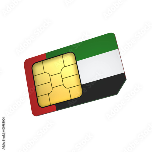 SIM Card with Flag of United Arab Emarat A concept of United Arab Emirates Mobile Operator photo