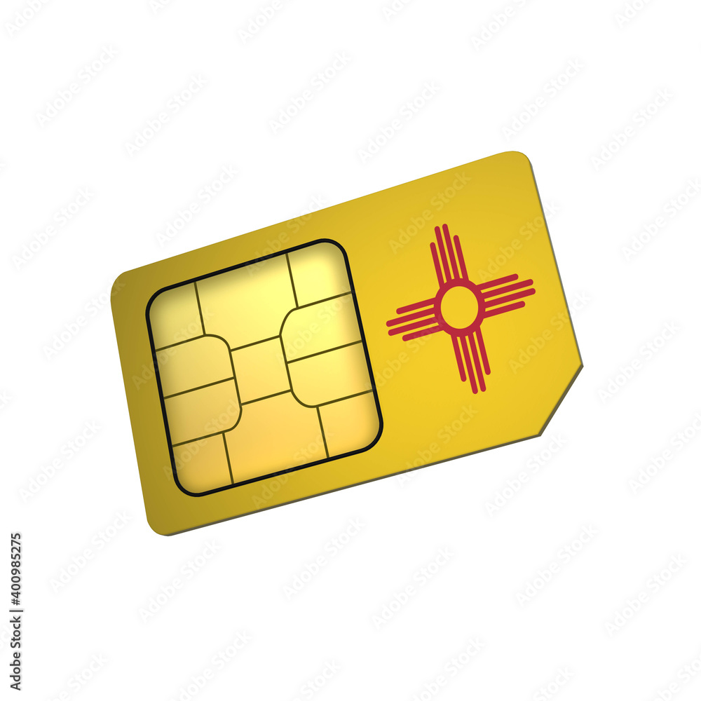 SIM Card with Flag of New Mexico A concept of USA Mobile Operator SIM Card with Flag of New Mexico A concept of USA Mobile Operator