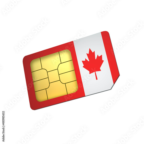 SIM Card with Flag of Canada A concept of Canadian Mobile Operator photo