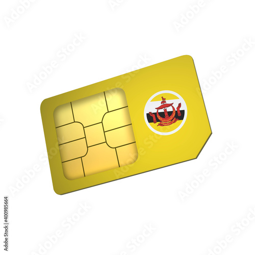 SIM Card with Flag of Brunei A concept of Brunei Mobile Operator photo