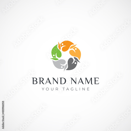 leaf natural logo. care logo.community logo. non profit logo vector 