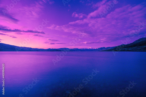 Fototapeta Naklejka Na Ścianę i Meble -  View of lake Himalayas early morning blue Hour landscape