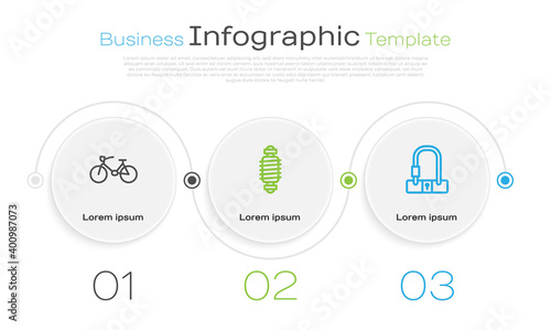 Set line Bicycle, suspension and lock. Business infographic template. Vector.