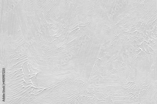 Modern contemporary acrylic background. Black and white paint texture made with a brush. Abstract painting on paper. Mess on the canvas. Clay paint.