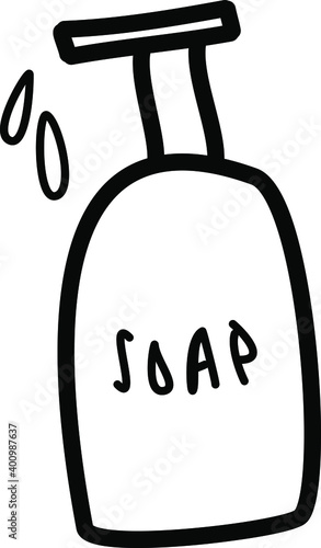 
cute hand drawn liquid soap. Vector icon illustration
