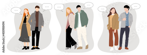 Diverse young people talking with chat bubbles