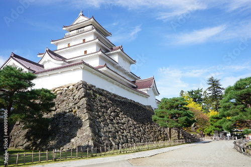 Tsurugajo castle and stone fortress in Fukushima prefecture, Japan - 鶴ヶ城 福島県 会津若松市	 photo