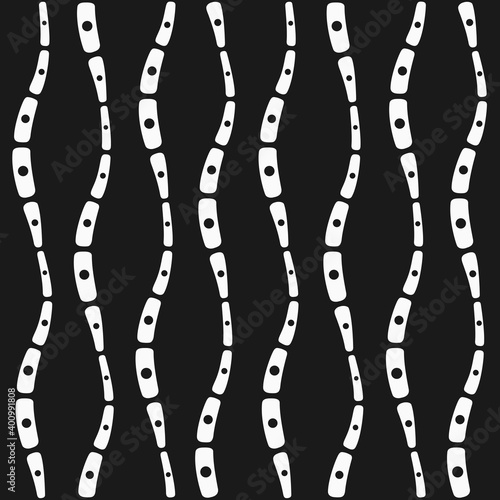 Abstract seamless pattern. Organic shapes. Regularly repeating structure of natural forms with dots. Stylish texture. Smooth shapes. Vector monochrome background.