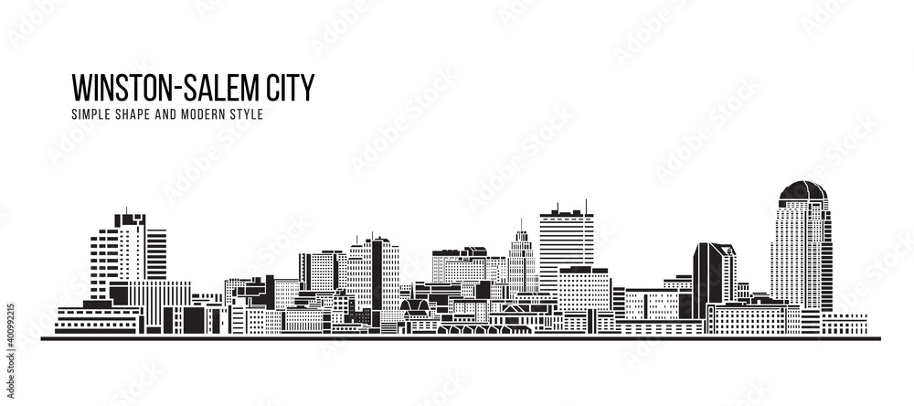 Cityscape Building Abstract Simple shape and modern style art Vector design - Winston-Salem city