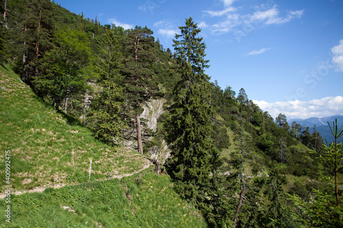 Mountain hiking at Herzogstand mountain, Bavarian Alps