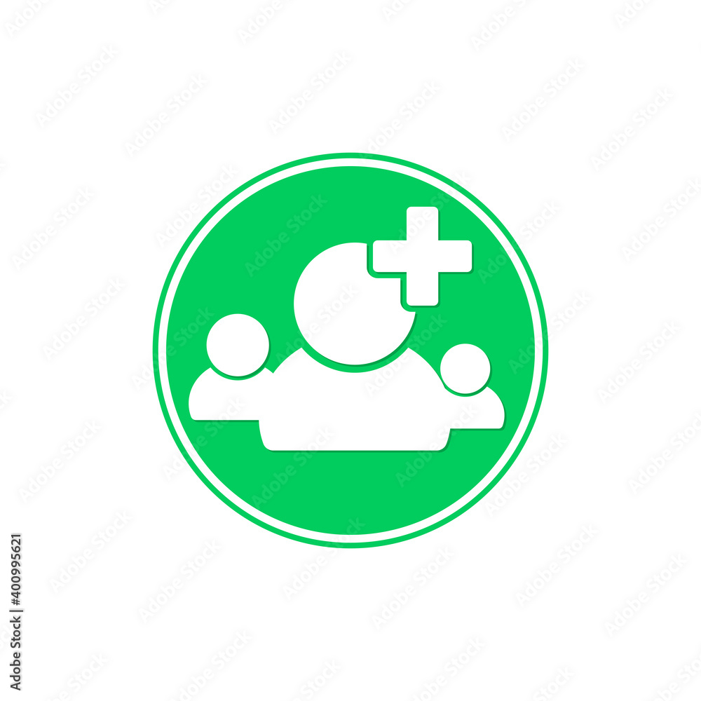 Add group icon, flat design template, users with plus symbol, vector illustration Add group icon, flat design template, users with plus symbol, vector illustration