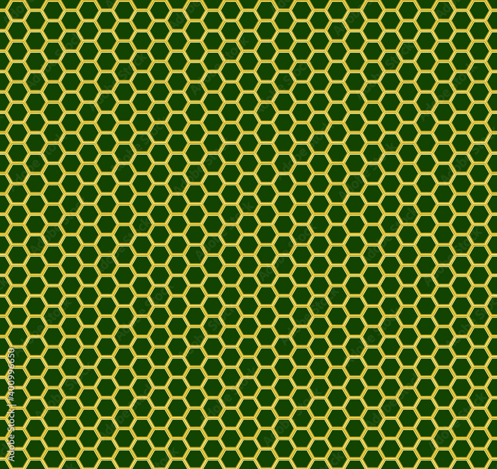 Seamless green honeycomb mosaic. Green hexagon tiles background. Print for web backgrounds, wrapping, decor,etc. Follow other mosaic patterns in my collection.