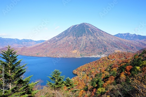 Mount Nantai-san in Oku-Nikko, Tochigi prefecture, Japan - 奥日光の山 男体山 秋の紅葉 栃木県 日光市 