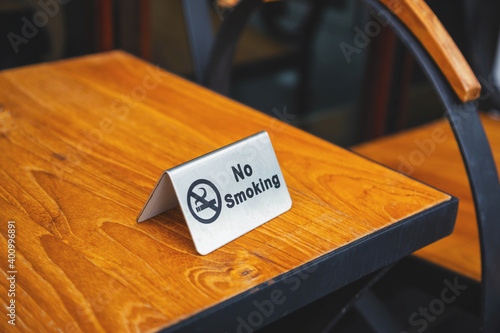 .No smoking sign on the table