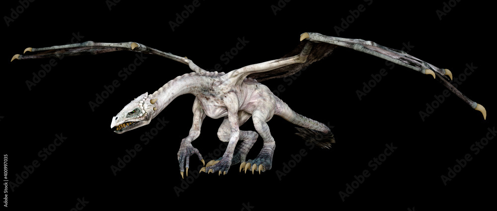 Naklejka premium 3D Rendering Fairy Tale Dragon on Black