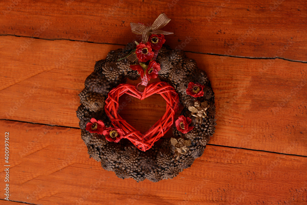 Handmade Christmas and New Year wreaths from vine