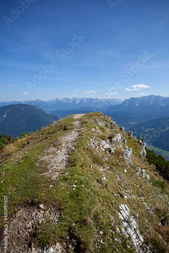 Panorama view of Kramerspitz mountain in Bavarian Alps, Germany