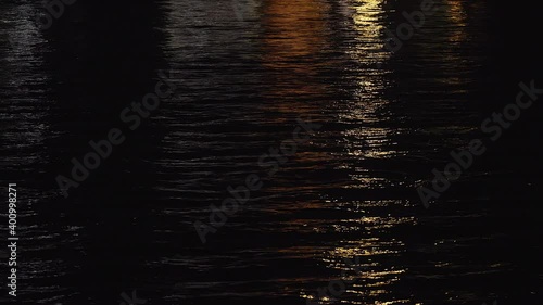 Reflections of night lights on the river
