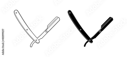 A dangerous razor is a shaving tool. Royal shave at the barbershop. Barber tool - vector illustration