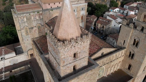 Aerial view of the famous UNESCO world heritage church in Cefalu, Sicily. photo