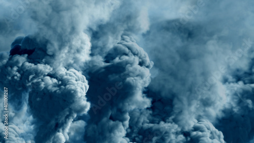 Abstract 3D illustration - colorful background of dense smoke, pollution concept