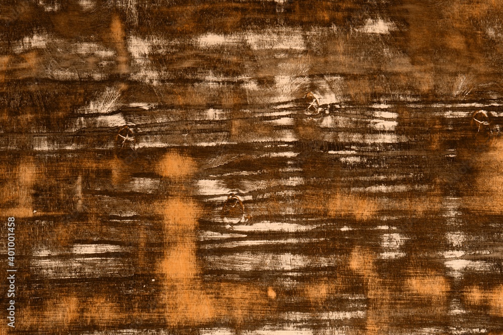 Obraz premium orange old plywood with a lot of cleared spots texture - wonderful abstract photo background
