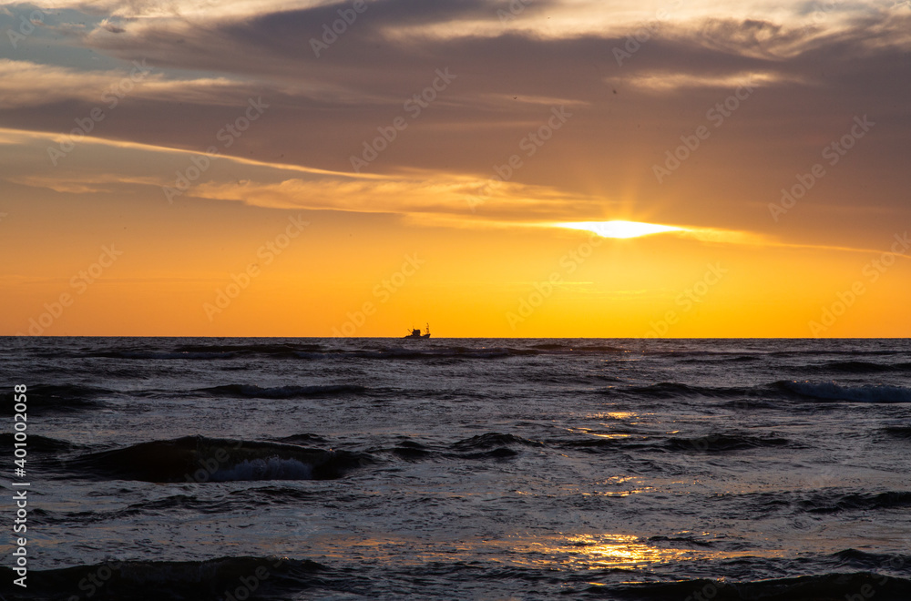 Sunset on the beach, beautiful sunset sky and sea Sunset on the beach, beautiful sunset sky and sea