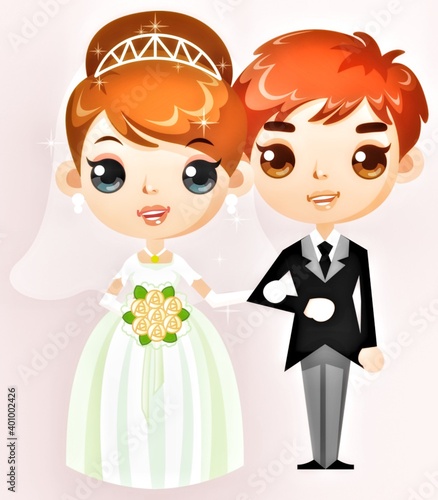 wedding invitation cartoon drawing clip art bride and groom