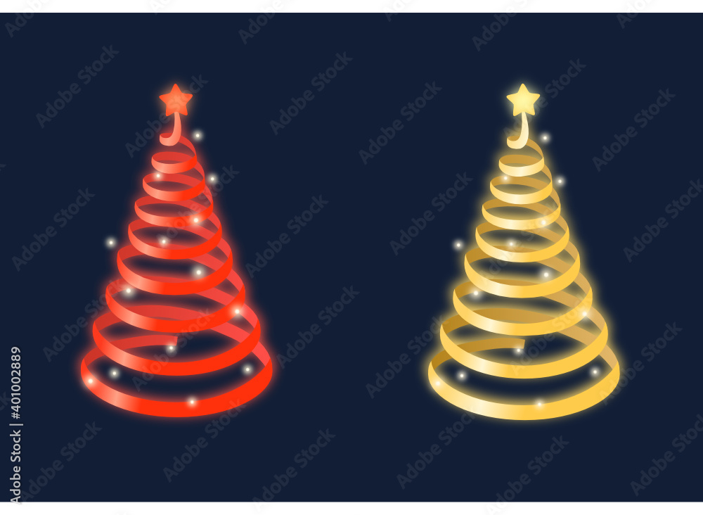 Obraz premium Abstract glowing Christmas trees