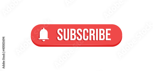 Subscribe click button with bell icon. Video social media platform.