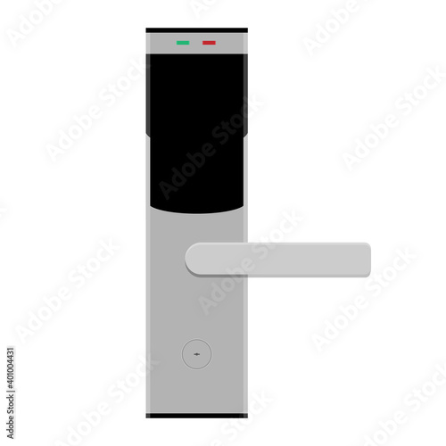 Smart card door key lock system in hotel isolated on white background.