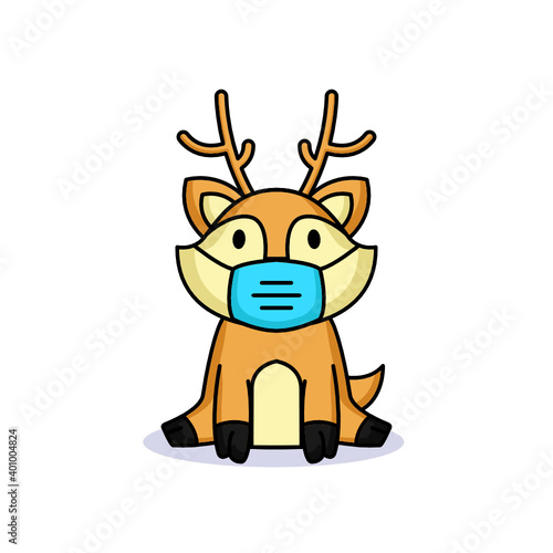 Cute animal wearing medical mask