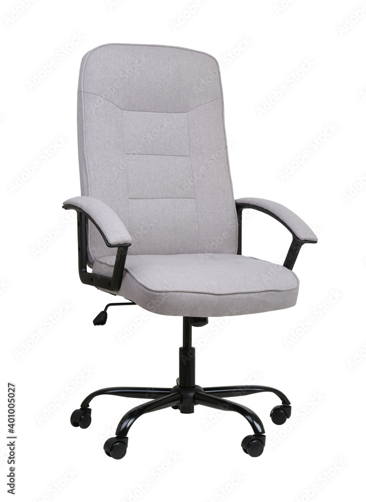 The office chair from grey textile The office chair from grey textile