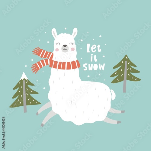  Cute vector alpaca print