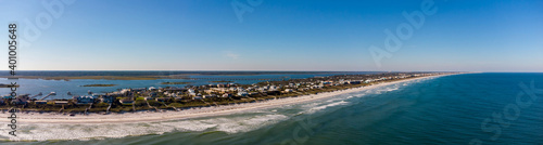Aerial panorama Crescent Beach Florida coastline vacation homes © Felix Mizioznikov