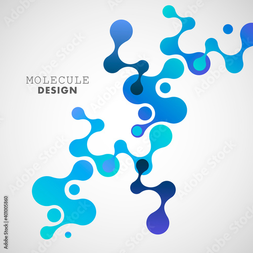 Abstract volumetric blue molecules white background. Vector logo design elements