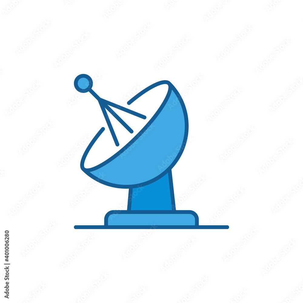 Satellite Antenna Dish vector concept blue icon or design element Satellite Antenna Dish vector concept blue icon or design element