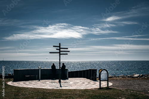 The distance to all the cities of the world, the lookout point at Sweden's southernmost cape, by the Baltic Sea