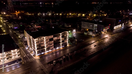 Night aerial photo shops and hotels on Hampton Beach New Hampshire USA photo