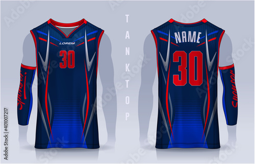Basketball tank top design template, Sport jersey mockup. uniform front , side and back view.