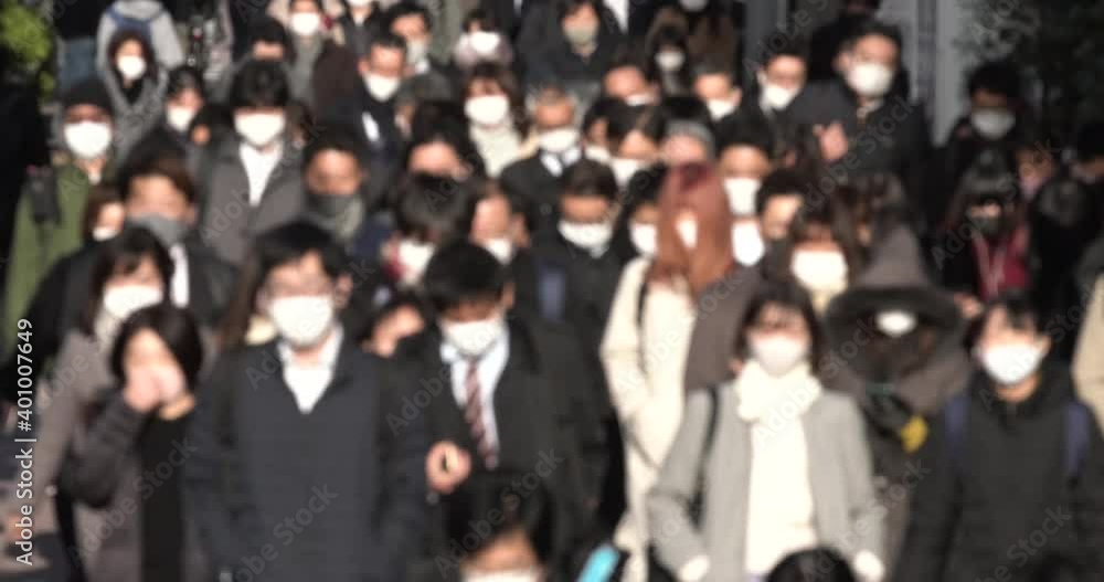Covid-19 : Crowd of people wearing masks walking to work in Tokyo, JAPAN / 4K (マスク姿の通勤風景) Covid-19 : Crowd of people wearing masks walking to work in Tokyo, JAPAN / 4K (マスク姿の通勤風景)