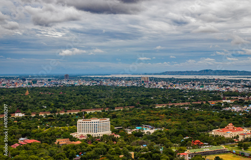 Mandalay Myanmar Burma Southeast Asia view to the landscape and cityscape from Mandalay Hill